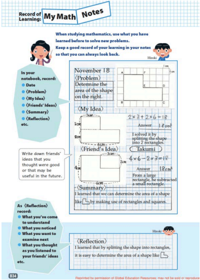 Contoh soal matematika dengan kolom refleksi soal (sumber: The Lesson Study Group at Mills College Oakland)